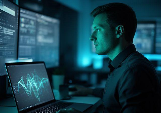 Cybersecurity professional working on secure connection
